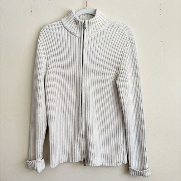 VTG Lauren Ralph Lauren Vintage Ribbed 100% Cotton Sweater Ivory Hong Kong XL - Picture 5 of 11